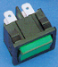 KWS 74 Wippschalter 2-pol ein 250V 6A Wippe grün beleuchtet LxB 22x19 4mm Steckanschluß 4