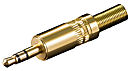 KSSKG 35 Klinkenstecker 3.5 mm Stereo vergoldet Griffkörper Metall goldfarben mit Knickschutz DxL